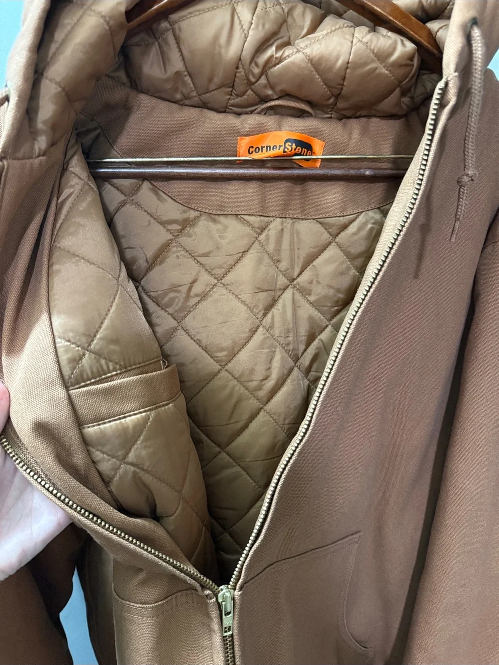 Men's Brown Insulated Hooded Zip Jacket